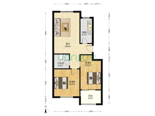 新嘉新天地 2室1厅1卫 95平方