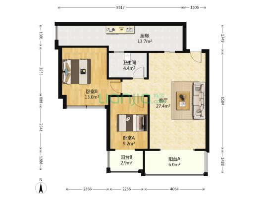 秀城 2室1厅1卫 82平方