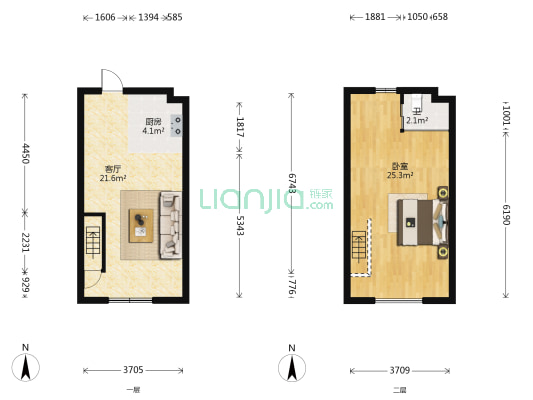 百汇商厦 1室1厅1卫 44平方