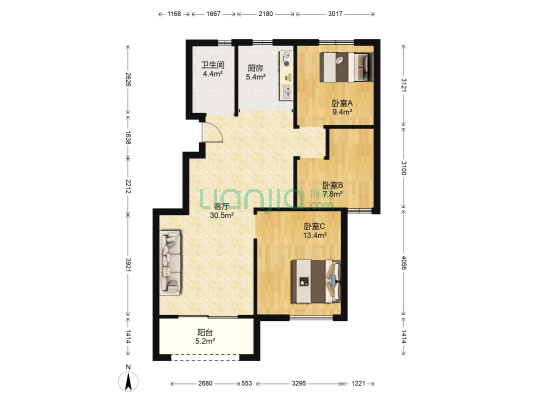 清香雅苑 3室1厅1卫 99平方