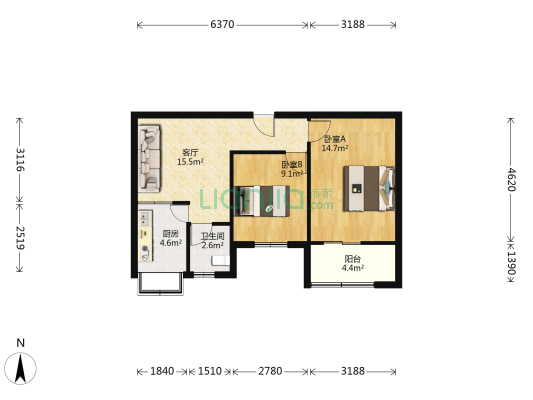 五十四所生活区南院 2室1厅1卫 62平方