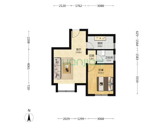 次渠北里五区 1室1厅1卫 60平方