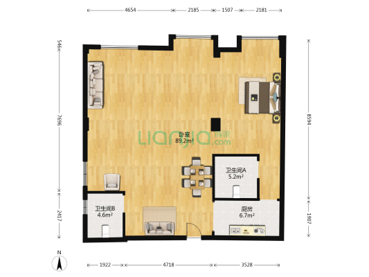 伟菁楼 1室0厅2卫 133平方
