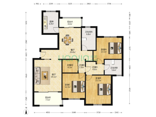 中星海上景庭 3室2厅2卫 150平方