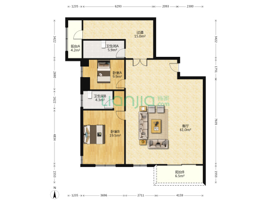 御城 2室1厅2卫 172平方