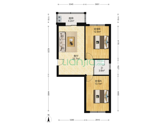 祥和佳苑 2室1厅1卫 85平方