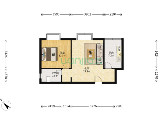 康馨苑二期 1室1厅1卫 61平方