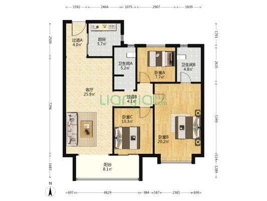 金源府 3室1厅2卫 119平方