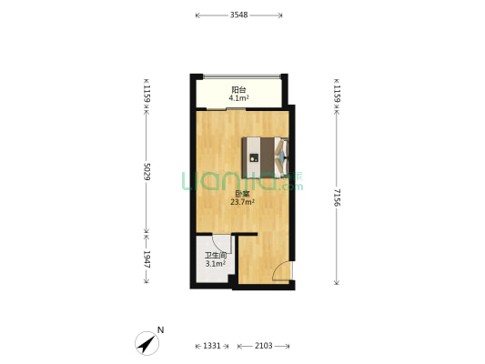 凯信双子国际 1室0厅1卫 40平方