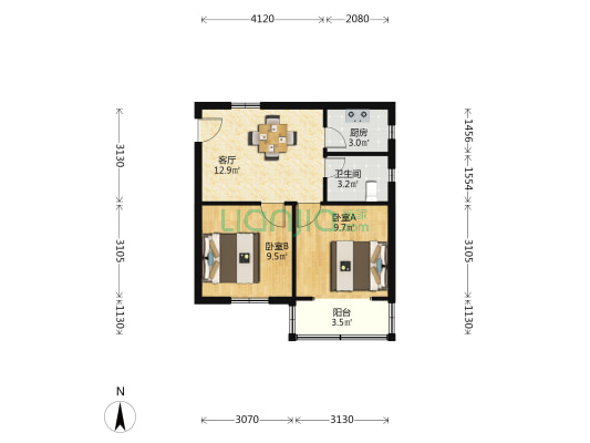 万寿新村一、二区 2室1厅1卫 58平方