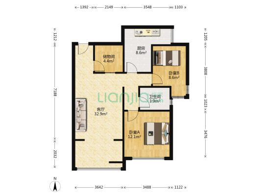 长安皇都 2室1厅1卫 79平方