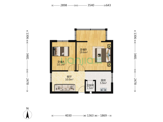 天生新村 2室1厅1卫 56平方