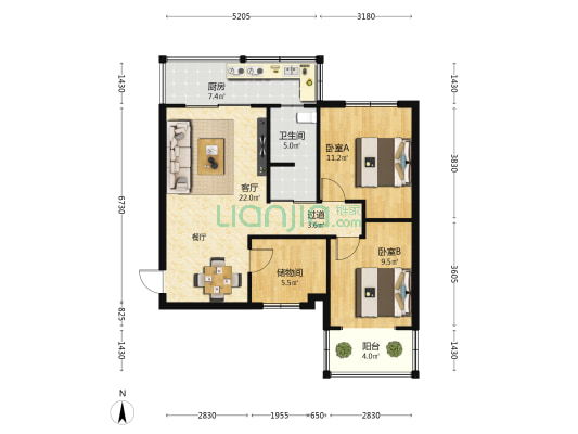 万丰岭上建安 2室1厅1卫 85平方