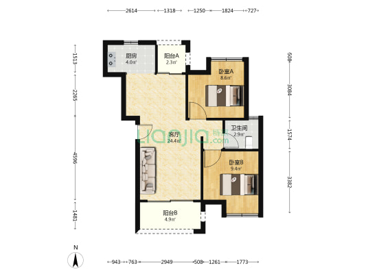 君悦华庭 2室1厅1卫 71平方