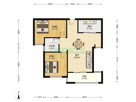 御景华庭四期南区 2室1厅1卫 89平方