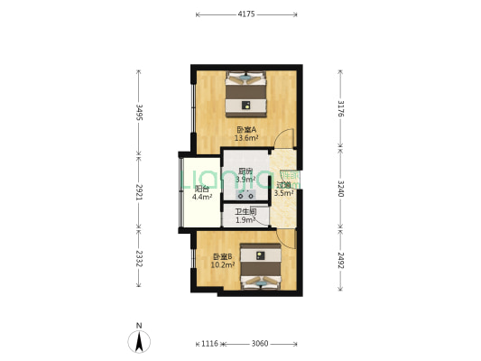 自卫街（昆明街） 2室0厅1卫 55平方