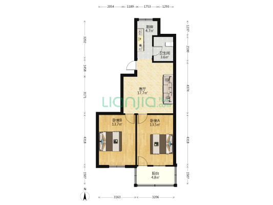 金福公寓 2室1厅1卫 77平方