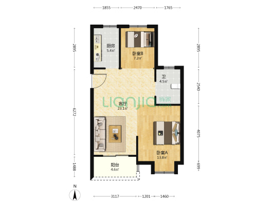 方景和苑 2室1厅1卫 82平方