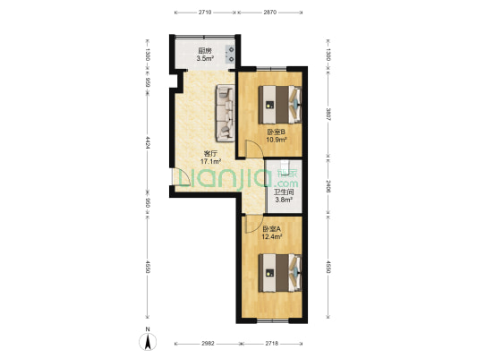 江岸龙苑小区 2室1厅1卫 65平方