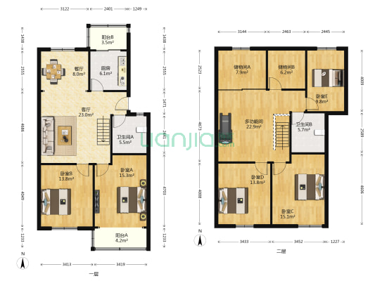 百通花园北区 6室2厅2卫 98平方