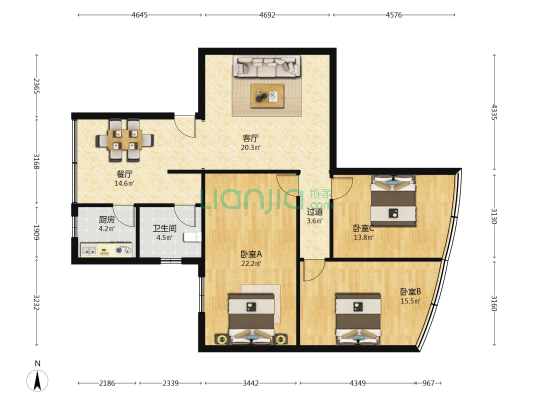 西安路一段12号 3室2厅1卫 112平方