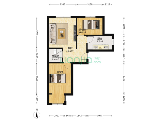 珍集嘉苑 2室1厅1卫 69平方