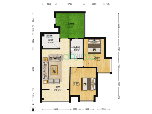 信地兰卡威 2室1厅1卫 85平方