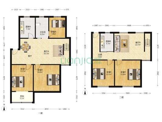 鑫林雅居小区 5室2厅1卫 152平方
