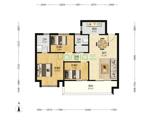 炜赋·书香如意 3室1厅2卫 98平方