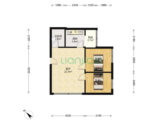 桐花巷29号 2室1厅1卫 66平方