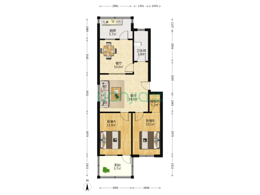 文化东路25-5号 2室2厅1卫 81平方