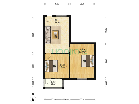 丁界寺北区 2室1厅0卫 73平方