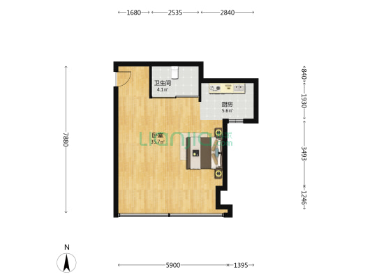 龙城金茂府公寓 1室0厅1卫 64平方