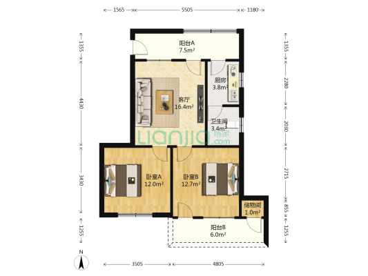 棠梓巷 2室1厅1卫 63平方