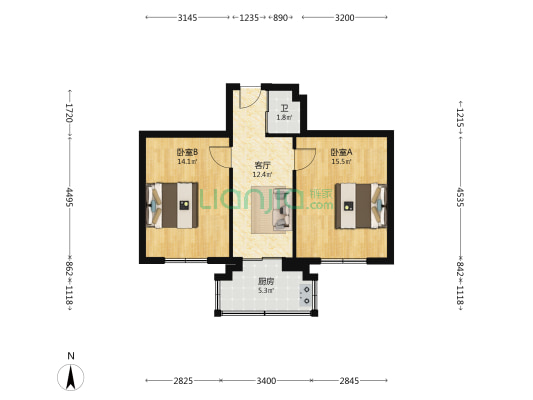 青浦路523号 2室1厅1卫 62平方