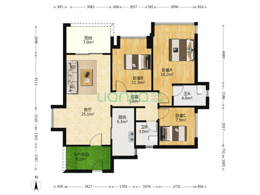 保利和悦滨江 3室1厅2卫 109平方