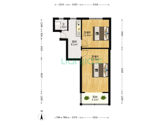 牡丹江路182弄 2室0厅1卫 49平方