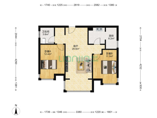 青南美湾 2室1厅1卫 80平方