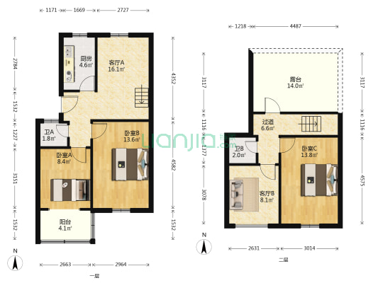 裕东景园小区 3室2厅2卫 91平方