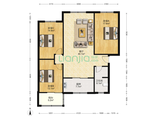 怡湖西路189号院 3室1厅1卫 118平方