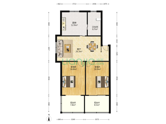 城管综合楼 2室1厅1卫 115平方