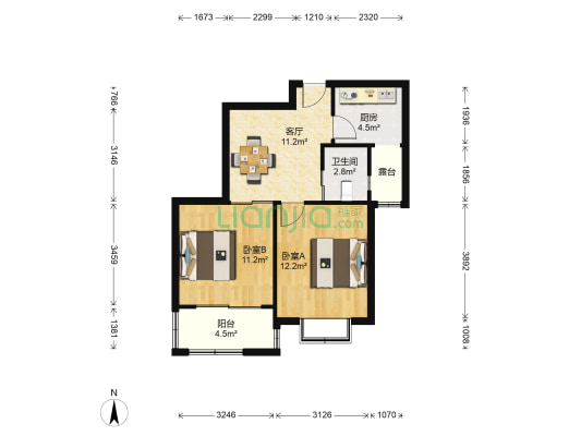 美罗家园美平苑 2室1厅1卫 61平方