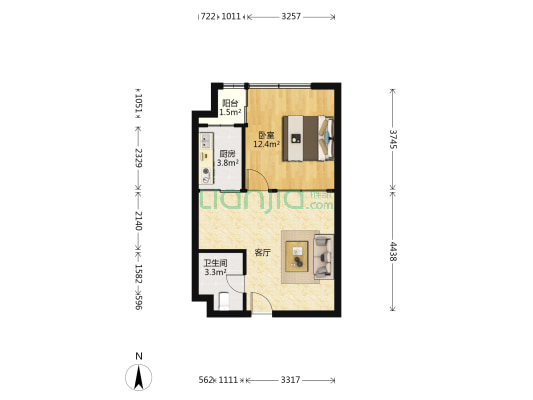 碧云天 1室1厅1卫 56平方