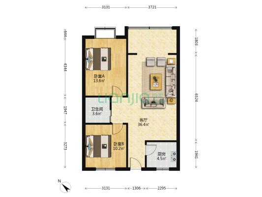 信达御景A区 2室1厅1卫 80平方