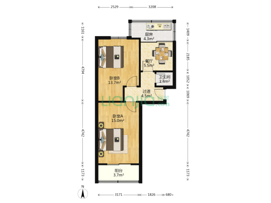 兴中路散排 2室1厅1卫 55平方