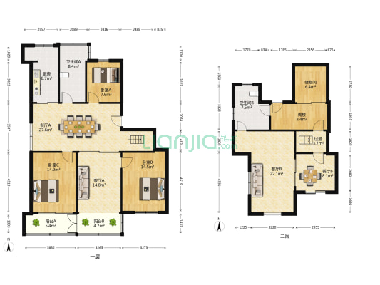 锦都花苑 3室4厅2卫 175平方