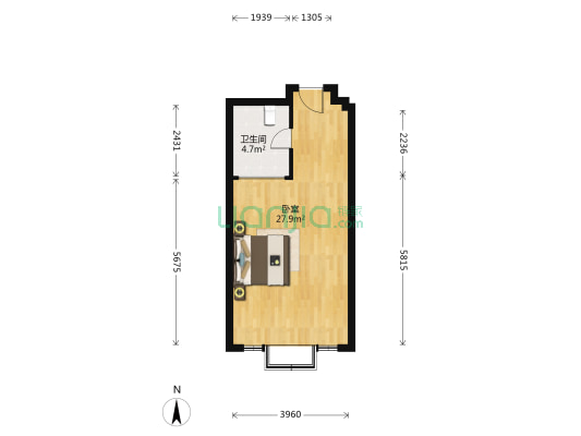 天骄翡翠名都花园 1室0厅1卫 49平方