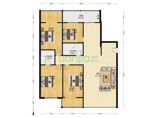山西省通信管理局家属楼 4室1厅2卫 201平方