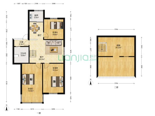 朱方路225号 3室1厅1卫 93平方
