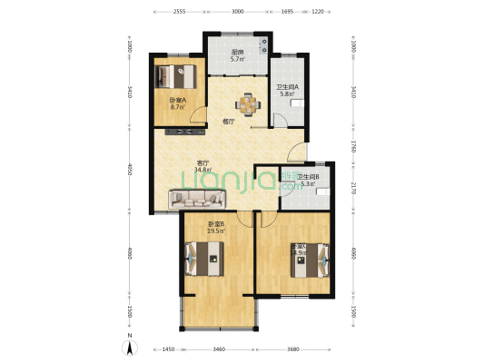 南阳桂花苑 3室1厅2卫 115平方